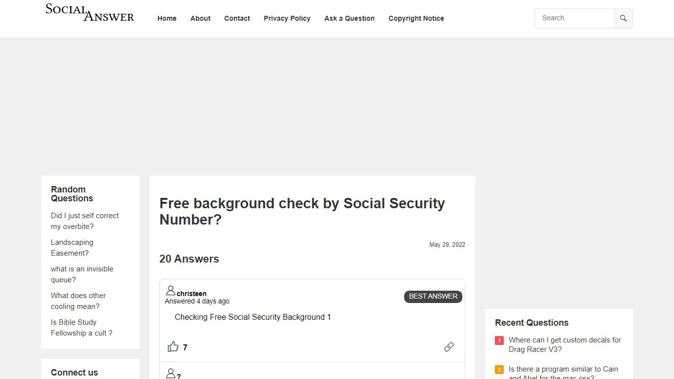 Free background check by Social Security Number?