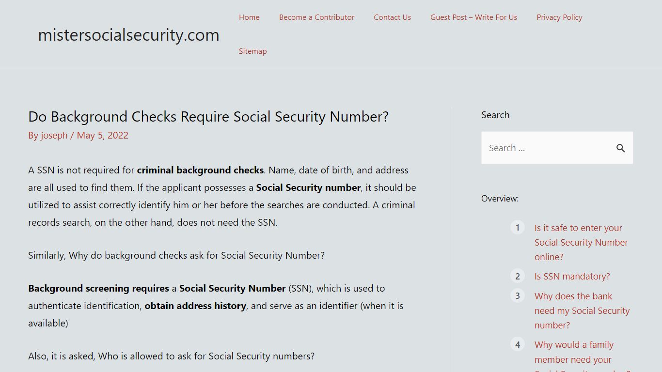 Do Background Checks Require Social Security Number?